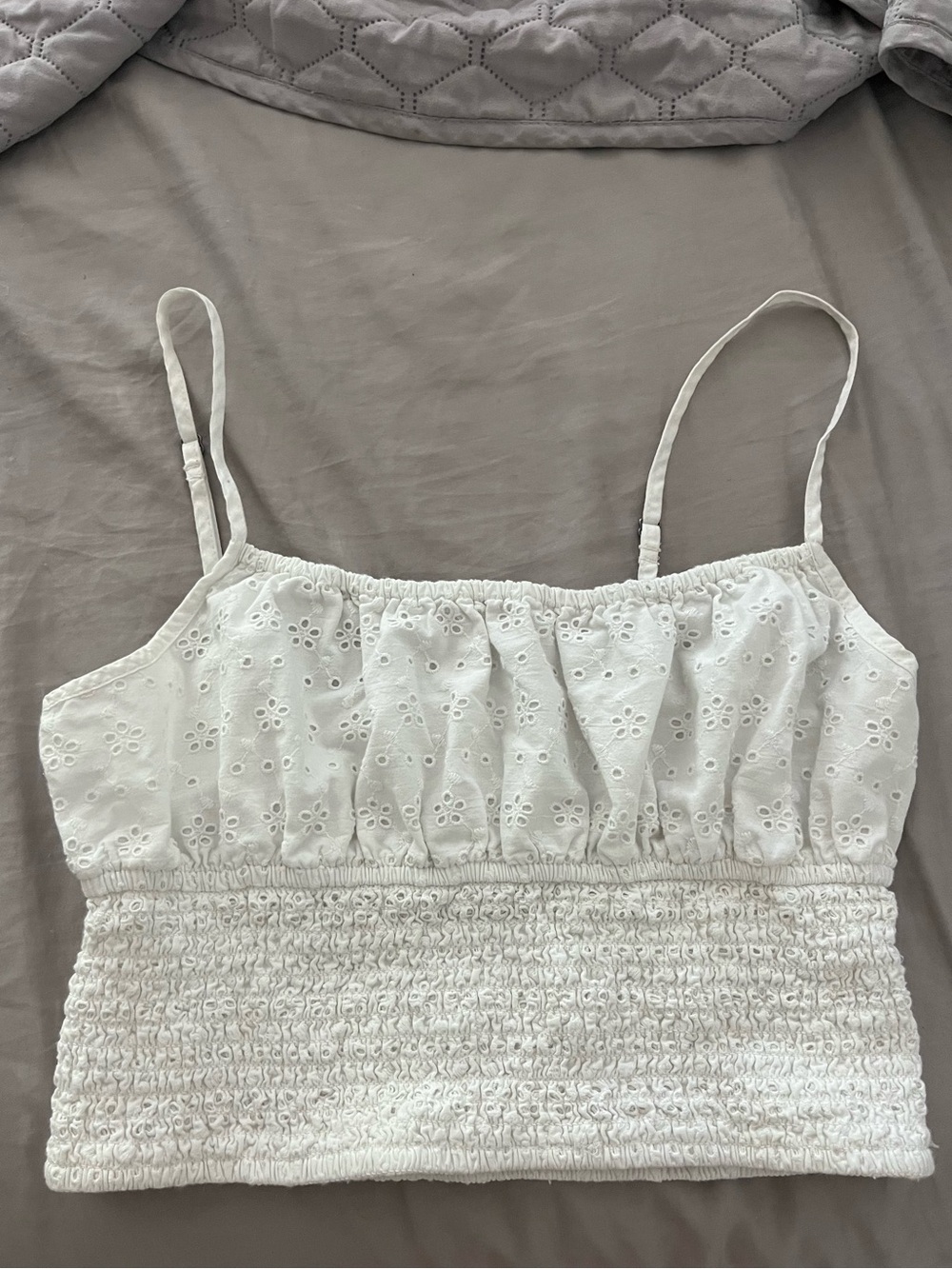 Abound White Eyelet Smocked Crop Top